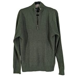Qi Cashmere Dark Green Quarter Zip Sweater Preppy Academia Luxury Large
